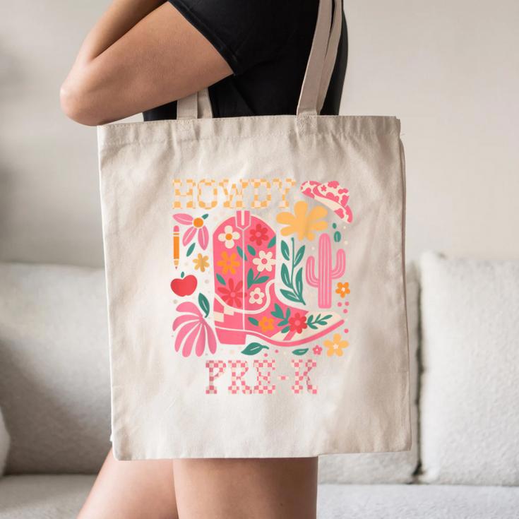 Howdy Pre-K Cowgirls Teacher Back To School Canvas Tote Bag, novelty gifts, funny gifts