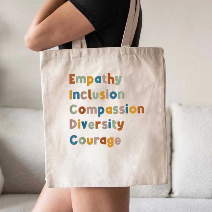 Inclusive Teacher Diversity Inclusion Empathy Teacher Team Canvas Tote Bag, novelty gifts, funny gifts