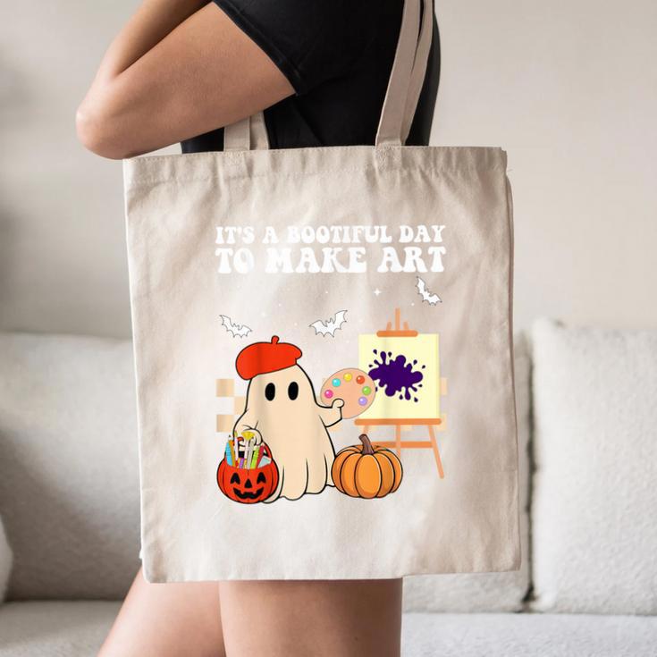 It's A Bootiful Day To Make Art Groovy Art Teacher Halloween Canvas Tote Bag, novelty gifts, funny gifts