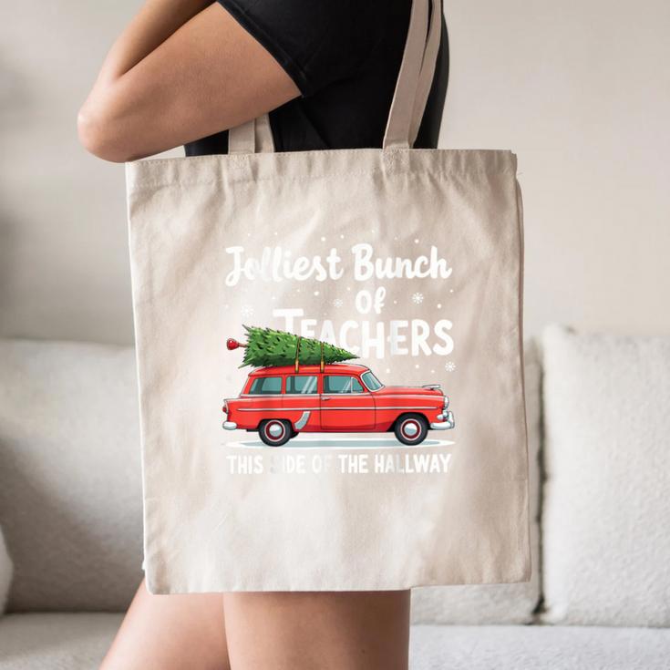 Jolliest Bunch Of Teachers This Side Of The Hallway Xmas PJ Canvas Tote Bag, novelty gifts, funny gifts