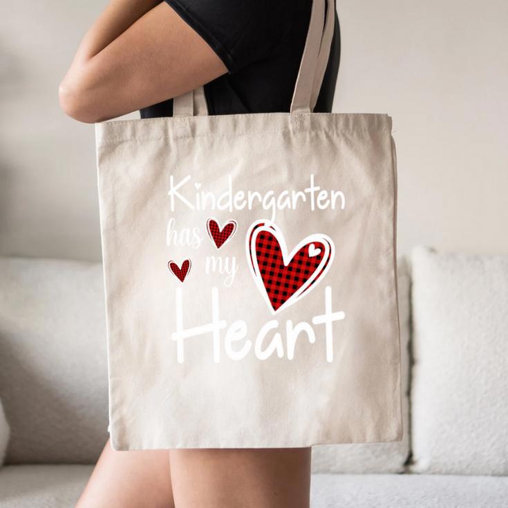 Kindergarten Has My Heart Buffalo Print Teacher Valentine Canvas Tote Bag, novelty gifts, funny gifts Kindergarten Has My Heart Buffalo Print Teacher Valentine Canvas Tote Bag, novelty gifts, funny gifts