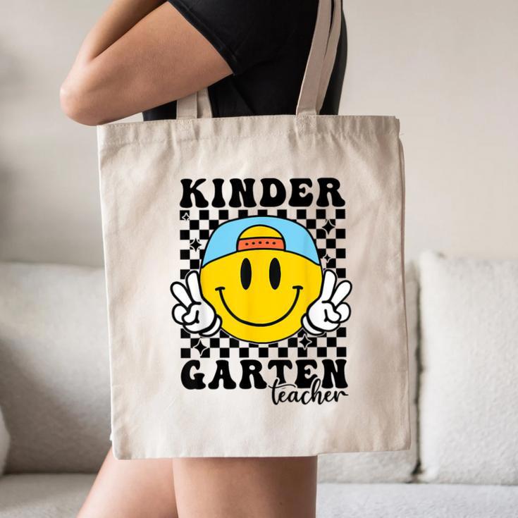 Kindergarten Teacher Hippie Smile Face Back School Canvas Tote Bag, novelty gifts, funny gifts Kindergarten Teacher Hippie Smile Face Back School Canvas Tote Bag, novelty gifts, funny gifts