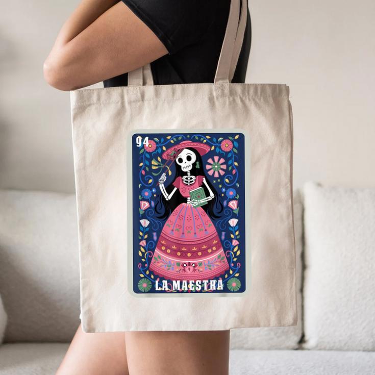 La Maestra Halloween Mexican Bingo Card Teacher Lottery Card Canvas Tote Bag, novelty gifts, funny gifts La Maestra Halloween Mexican Bingo Card Teacher Lottery Card Canvas Tote Bag, novelty gifts, funny gifts