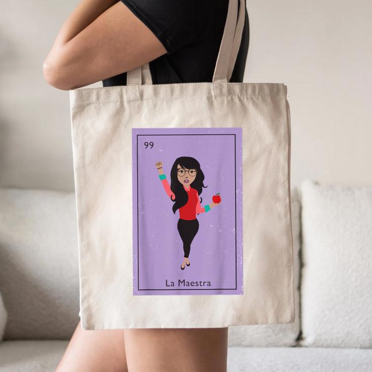La Maestra Mexican Bingo Card Teacher Lottery Card Canvas Tote Bag, novelty gifts, funny gifts