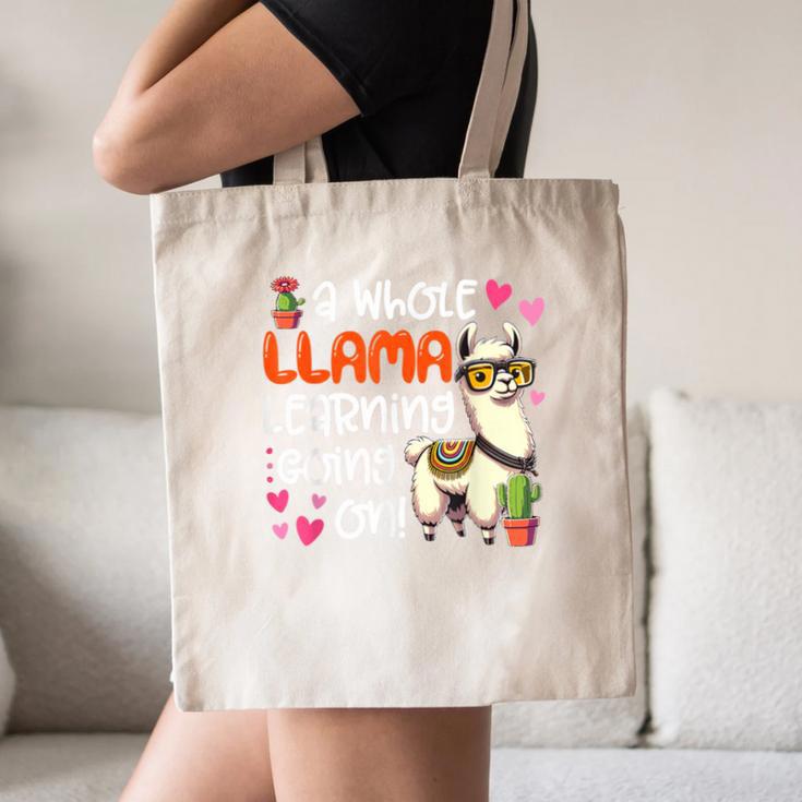 Llama Learning Teachers Students Alpaca Lover Back To School Canvas Tote Bag, novelty gifts, funny gifts
