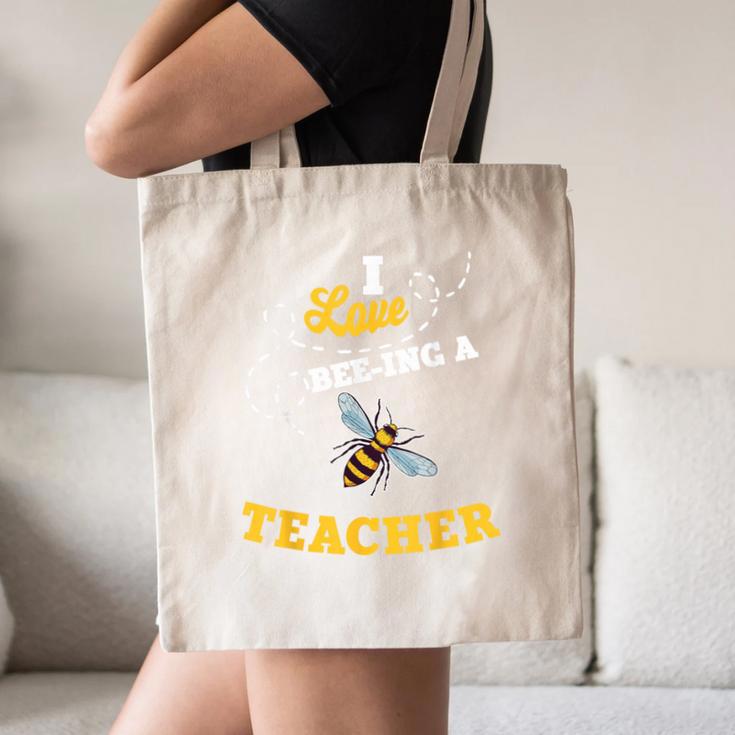 I Love Bee-Ing A Teacher Honey Bee Job Profession Canvas Tote Bag, novelty gifts, funny gifts