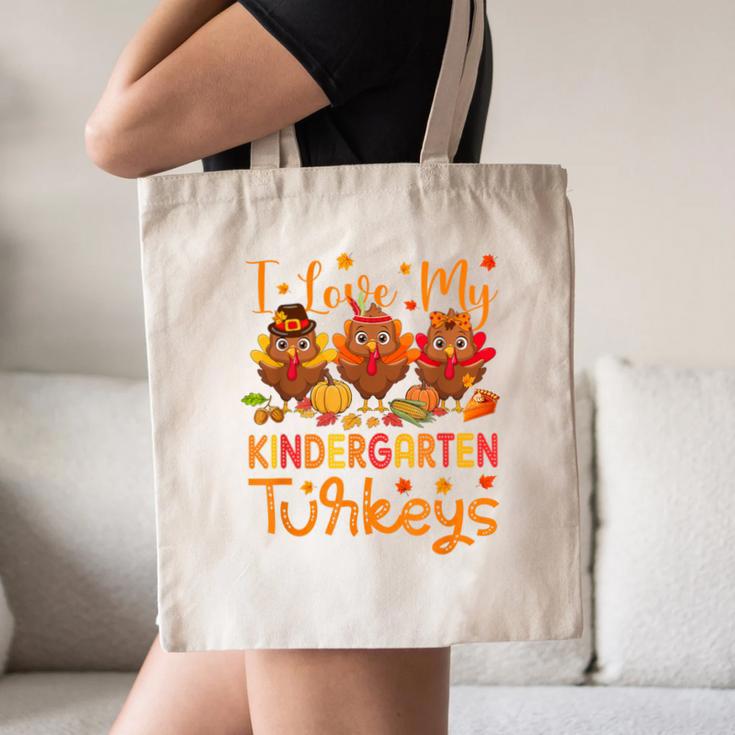 I Love My Kindergarten Turkeys Thanksgiving Teacher Students Canvas Tote Bag, novelty gifts, funny gifts