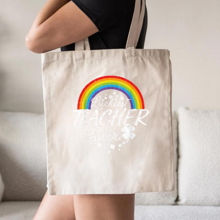 Luckiest Teacher Ever Rainbow- St Patricks Day Teacher Canvas Tote Bag, novelty gifts, funny gifts Luckiest Teacher Ever Rainbow- St Patricks Day Teacher Canvas Tote Bag, novelty gifts, funny gifts