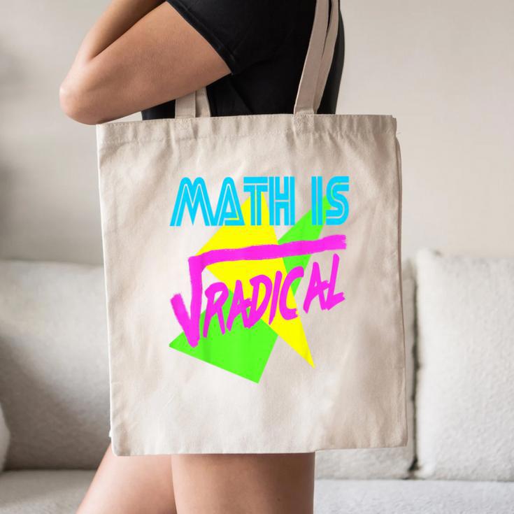 Math Is Radical Retro 80s Vintage Algebra Teacher Canvas Tote Bag, novelty gifts, funny gifts