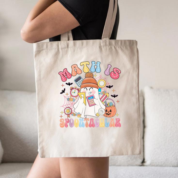 Math Is Spooktacular Math Teacher Spooky Halloween Canvas Tote Bag, novelty gifts, funny gifts