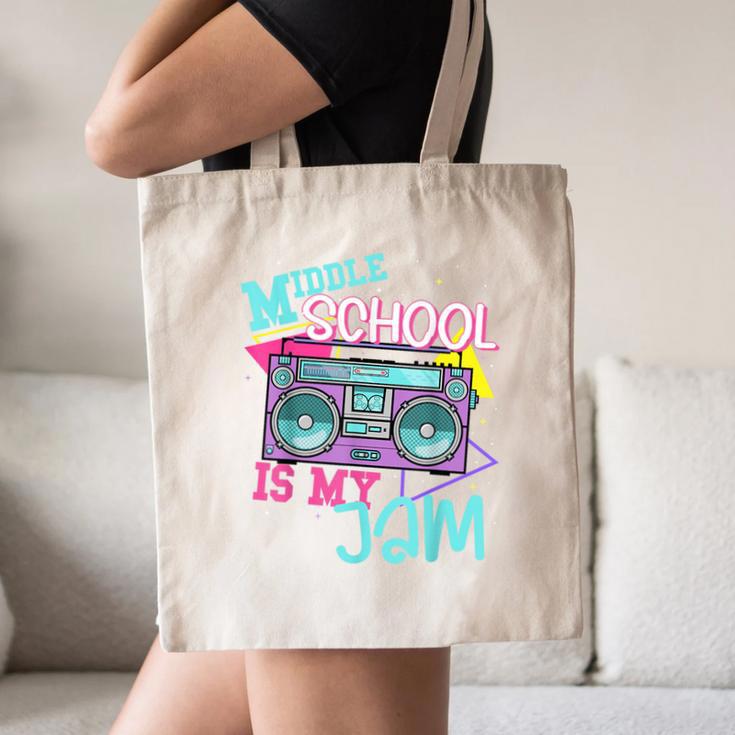 Middle School Is My Jam Cute Teacher Shirt 80's 90's Styl Canvas Tote Bag, novelty gifts, funny gifts Middle School Is My Jam Cute Teacher Shirt 80's 90's Styl Canvas Tote Bag, novelty gifts, funny gifts
