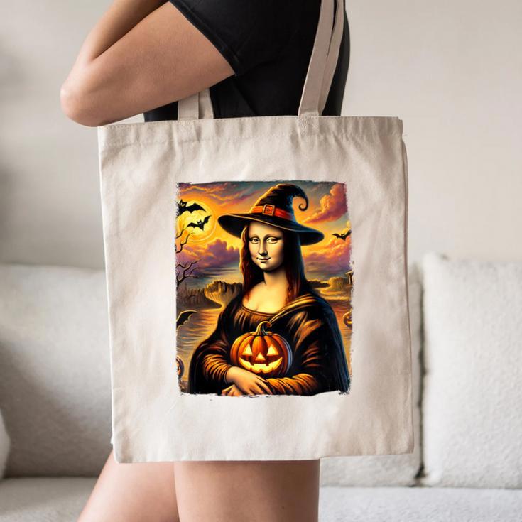 Mona Lisa Pumpkin Halloween Art Teacher Witchy Women Kids Canvas Tote Bag, novelty gifts, funny gifts Mona Lisa Pumpkin Halloween Art Teacher Witchy Women Kids Canvas Tote Bag, novelty gifts, funny gifts