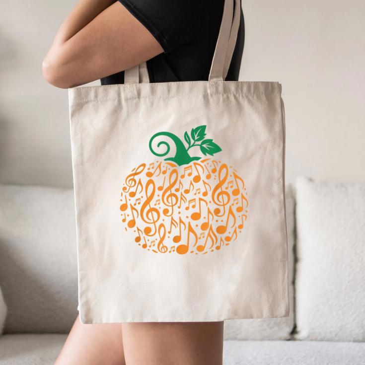 Music Notes Pumpkin Music Teacher Halloween Canvas Tote Bag, novelty gifts, funny gifts