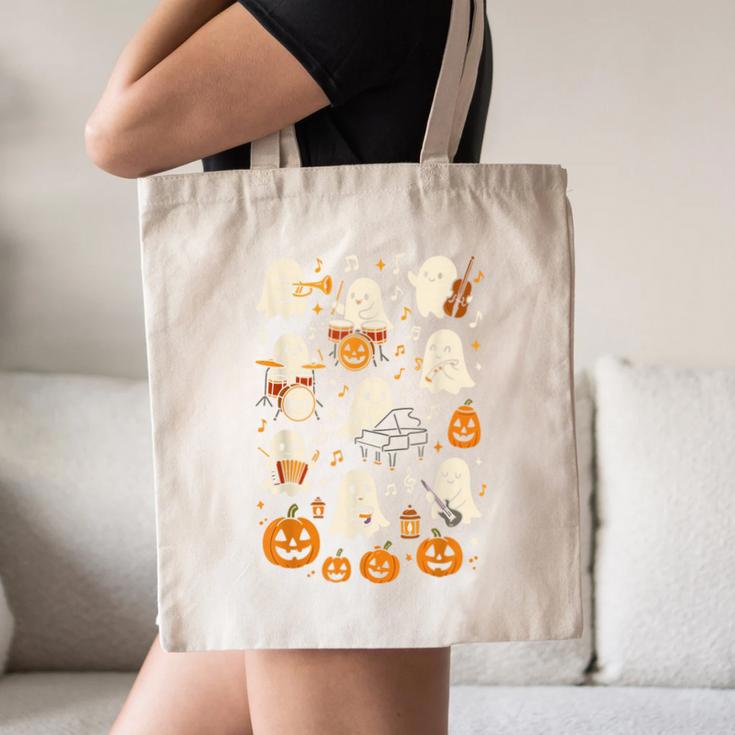 Music Teacher Orchestra Shirt Spooky Halloween Ghost Band Canvas Tote Bag, novelty gifts, funny gifts