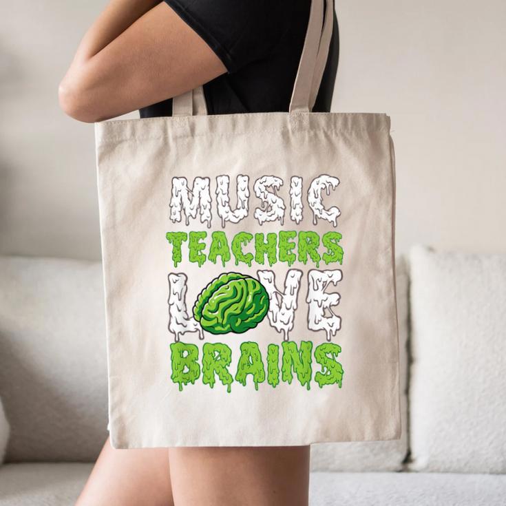 Music Teachers Love Brains Cute Teaching Halloween Canvas Tote Bag, novelty gifts, funny gifts