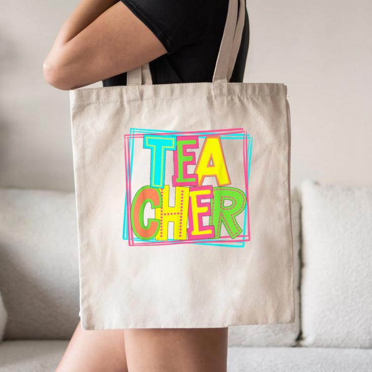 Neon Retro Teacher Cute Teacher Team New Teacher Back To Sch Canvas Tote Bag, novelty gifts, funny gifts Neon Retro Teacher Cute Teacher Team New Teacher Back To Sch Canvas Tote Bag, novelty gifts, funny gifts