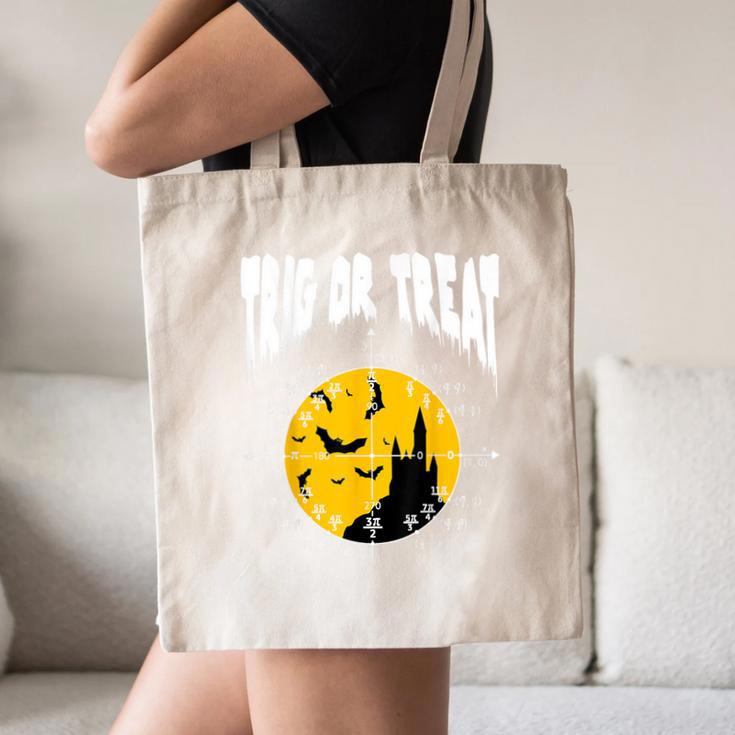 Nerdy Trig Or Treat Halloween Costume Math Teacher Canvas Tote Bag, novelty gifts, funny gifts