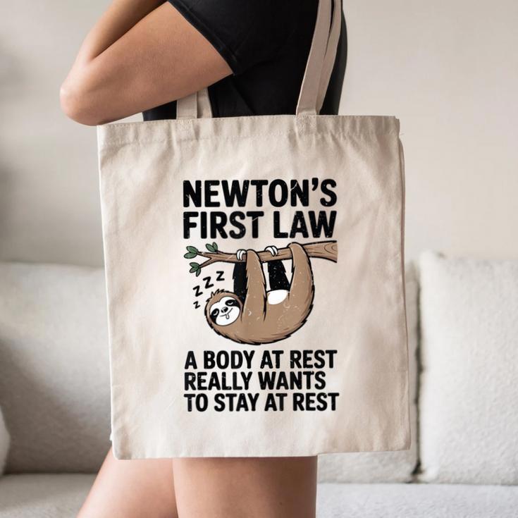 Newtons First Law Physics Jokes Science Teacher Canvas Tote Bag, novelty gifts, funny gifts