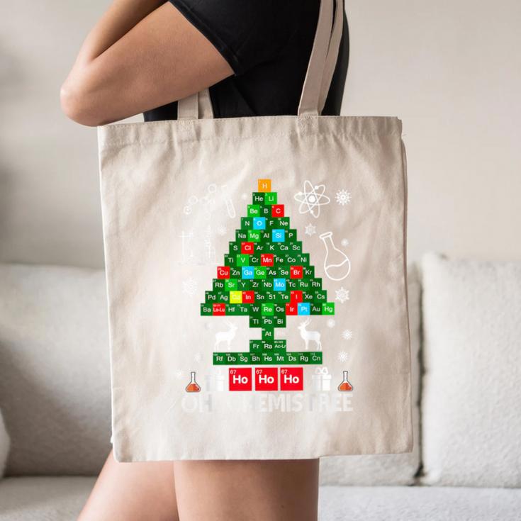 Oh Chemistree Scientist Chemical Christmas Xmas Teacher Canvas Tote Bag, novelty gifts, funny gifts