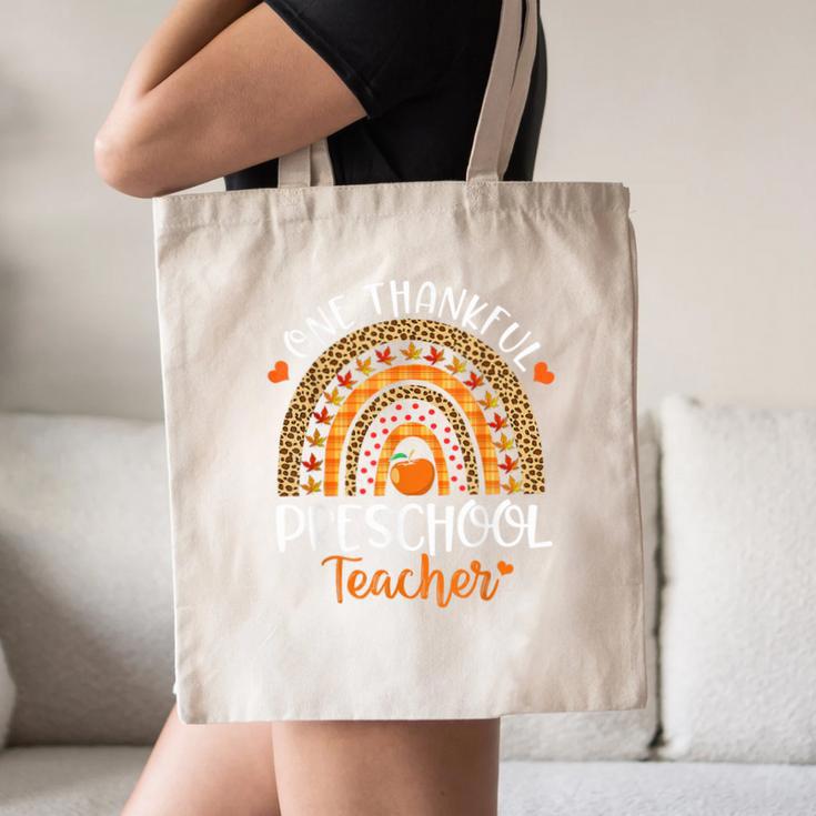 One Thankful Preschool Teacher Thanksgiving Rainbow Canvas Tote Bag, novelty gifts, funny gifts One Thankful Preschool Teacher Thanksgiving Rainbow Canvas Tote Bag, novelty gifts, funny gifts