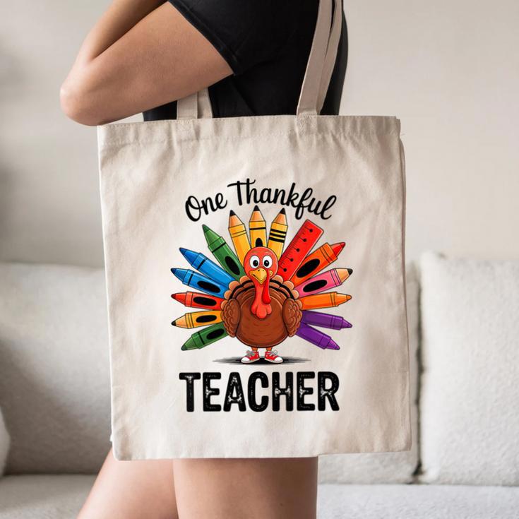 One Thankful Teacher Thanksgiving TurkeyCute Pencil Canvas Tote Bag, novelty gifts, funny gifts
