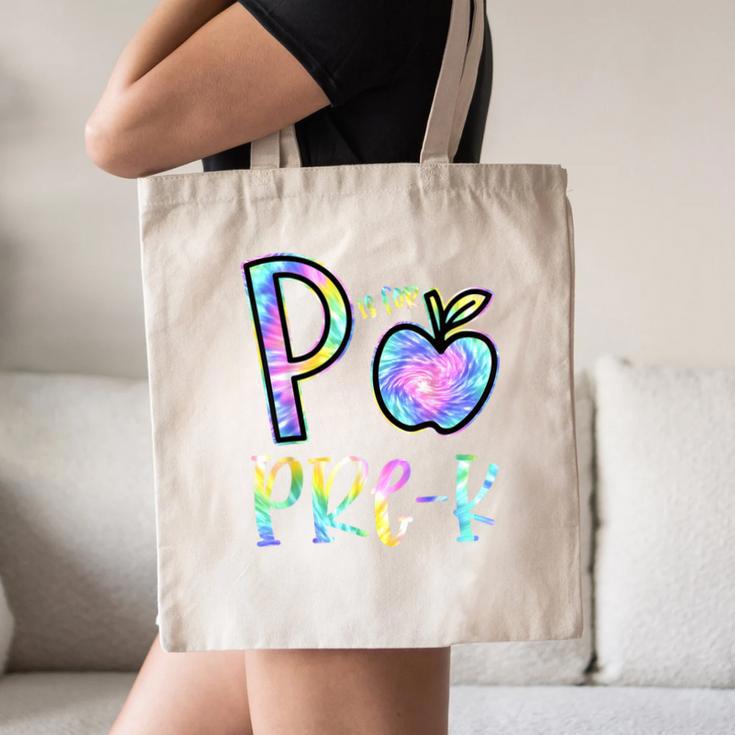 P Is For Pre-K Preschool Teacher Tie Dye Back To School Canvas Tote Bag, novelty gifts, funny gifts P Is For Pre-K Preschool Teacher Tie Dye Back To School Canvas Tote Bag, novelty gifts, funny gifts