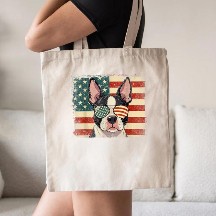 Patriotic Boston Terrier Dog Lover USA Flag 4th Of July For Men Women Kids Canvas Tote Bag, novelty gifts, funny gifts