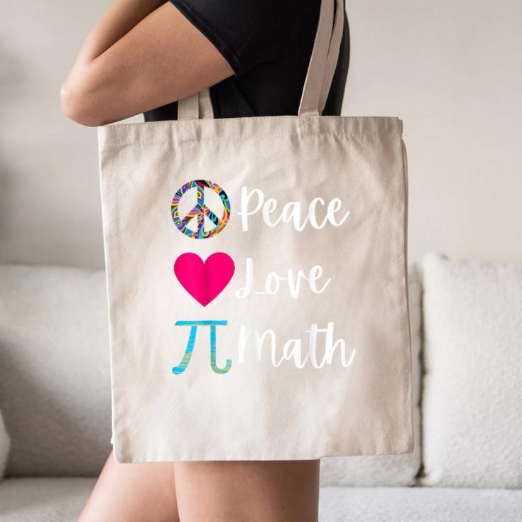 Peace Love Math Maths Teacher Pi Symbol Men Women Canvas Tote Bag, novelty gifts, funny gifts
