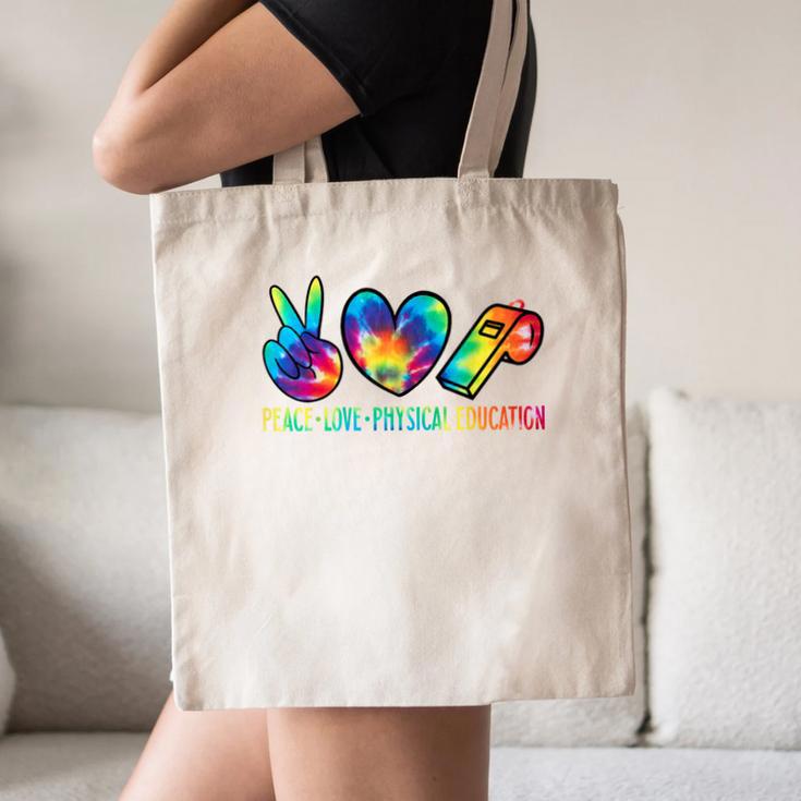 Peace Love Physical Education Tie Dye Sports PE Teacher Canvas Tote Bag, novelty gifts, funny gifts