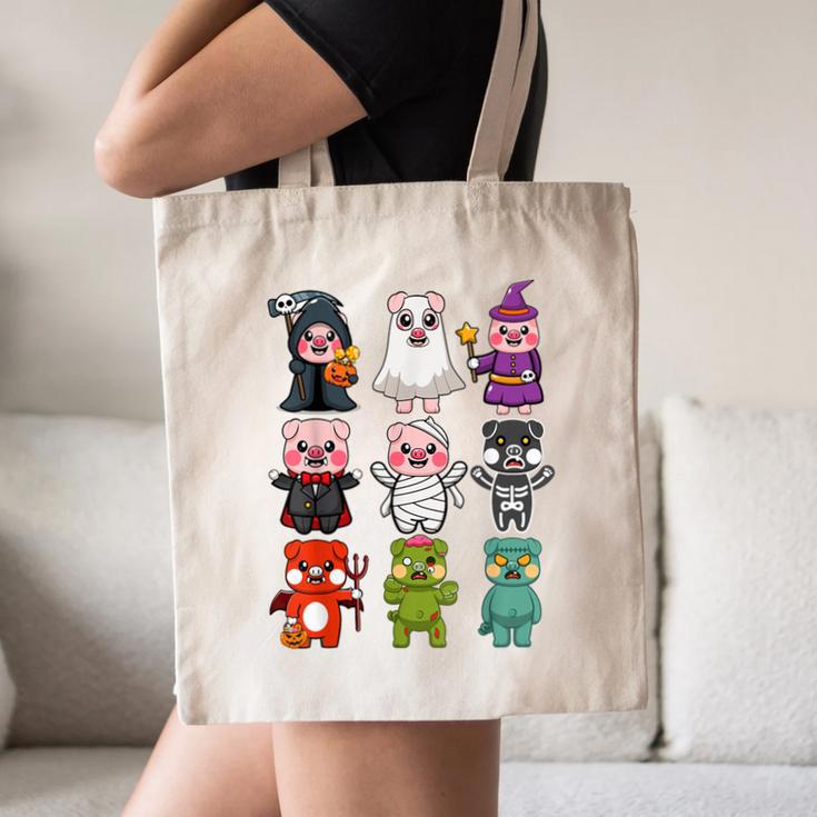 Pig Spooky Ghost Witch Boo-Jee Horror Pumpkin Pig Halloween Canvas Tote Bag, novelty gifts, funny gifts