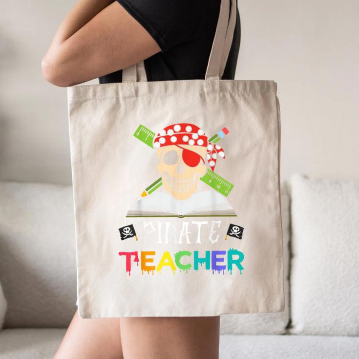 Pirate Teacher Halloween Skull Adult Canvas Tote Bag, novelty gifts, funny gifts Pirate Teacher Halloween Skull Adult Canvas Tote Bag, novelty gifts, funny gifts