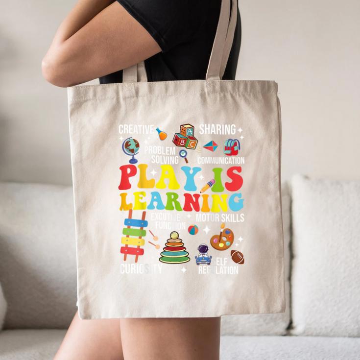 Play Is Learning Kindergarten Preschool Teacher Appreciation Canvas Tote Bag, novelty gifts, funny gifts Play Is Learning Kindergarten Preschool Teacher Appreciation Canvas Tote Bag, novelty gifts, funny gifts