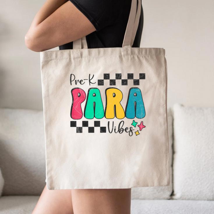 Pre-K Paraprofessional Teacher Back To School Vibes Canvas Tote Bag, novelty gifts, funny gifts Pre-K Paraprofessional Teacher Back To School Vibes Canvas Tote Bag, novelty gifts, funny gifts