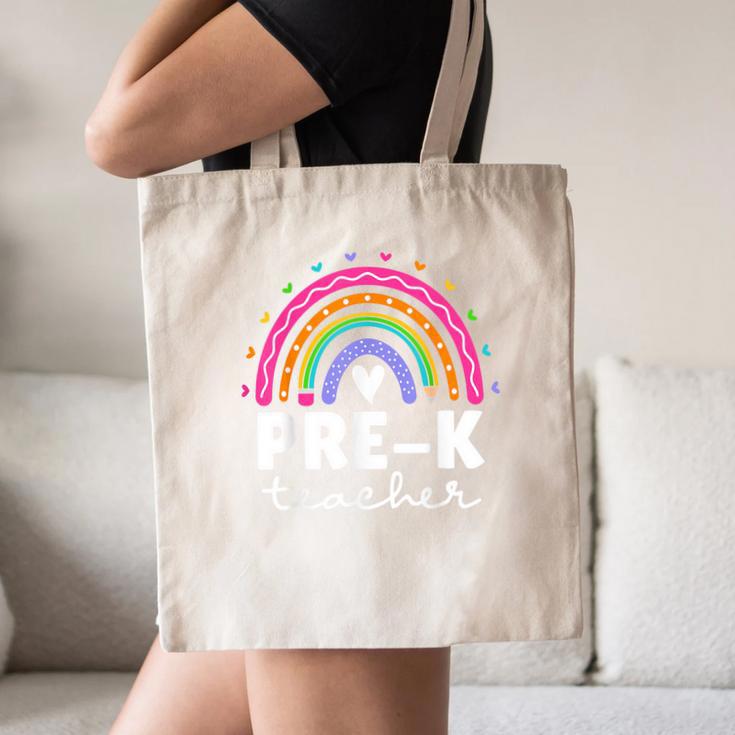 Pre-K Teacher Cute Pre Kindergarten For Teachers Rainbow For Men Women Kids Canvas Tote Bag, novelty gifts, funny gifts