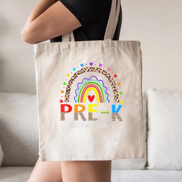 PreK Dream Team Leopard Rainbow Teacher Squad Back To School Canvas Tote Bag, novelty gifts, funny gifts PreK Dream Team Leopard Rainbow Teacher Squad Back To School Canvas Tote Bag, novelty gifts, funny gifts