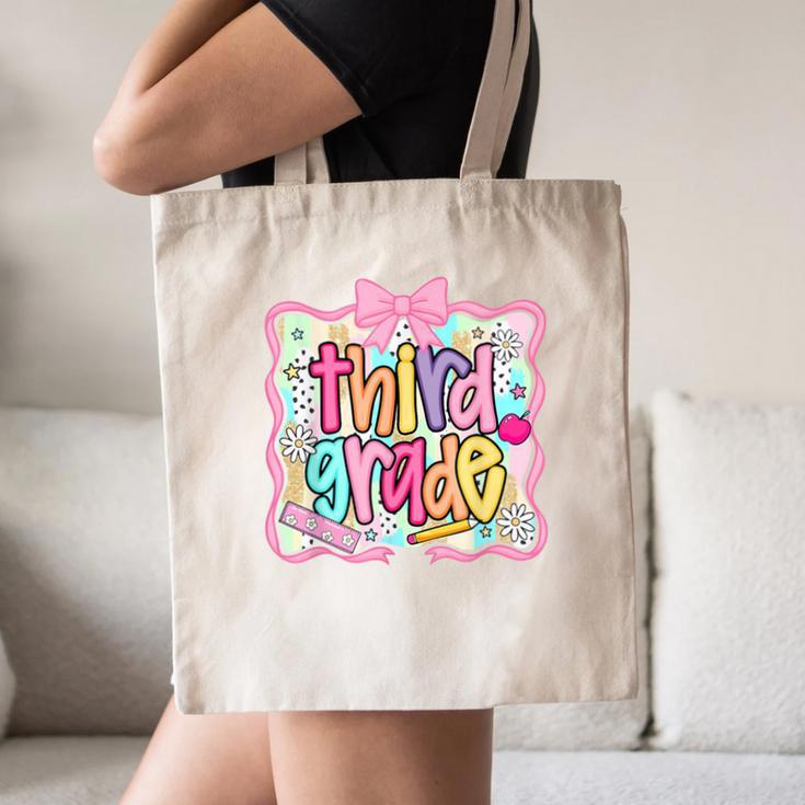 Preppy Third Grade Back To School Teacher Girl Kid Canvas Tote Bag, novelty gifts, funny gifts