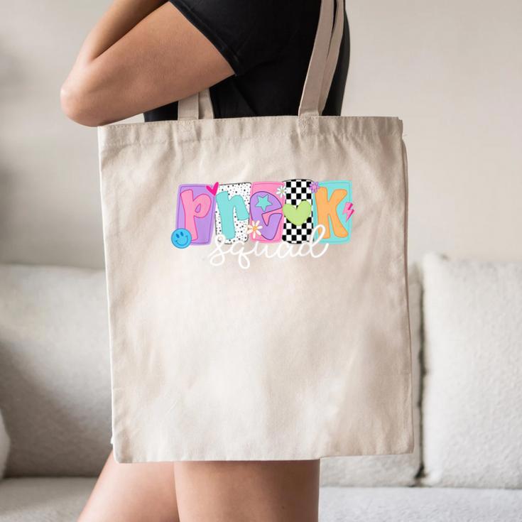 Preschool Squad Team Pre-K Crew Back To School Teacher Canvas Tote Bag, novelty gifts, funny gifts