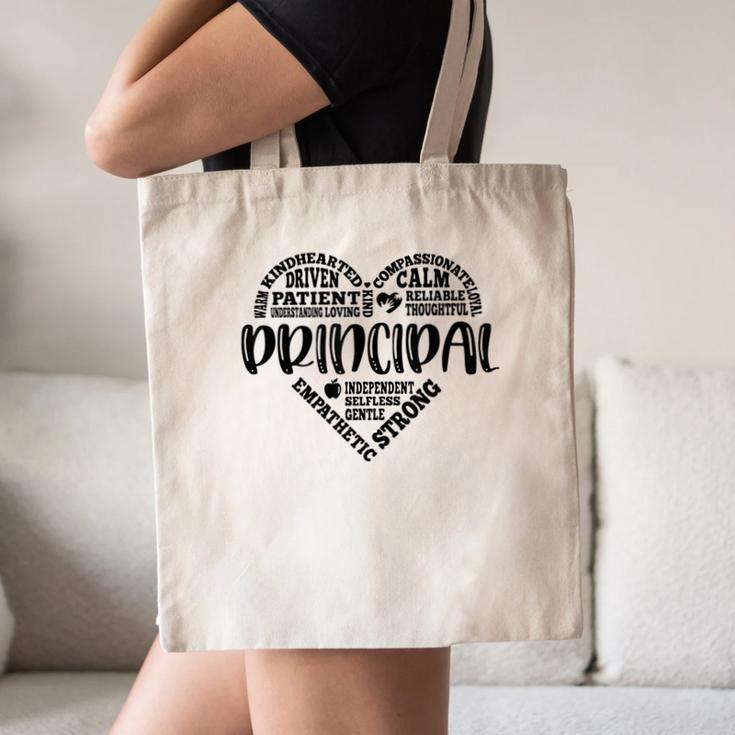 Principal Heart Life School Principal Teacher Appreciation Canvas Tote Bag, novelty gifts, funny gifts