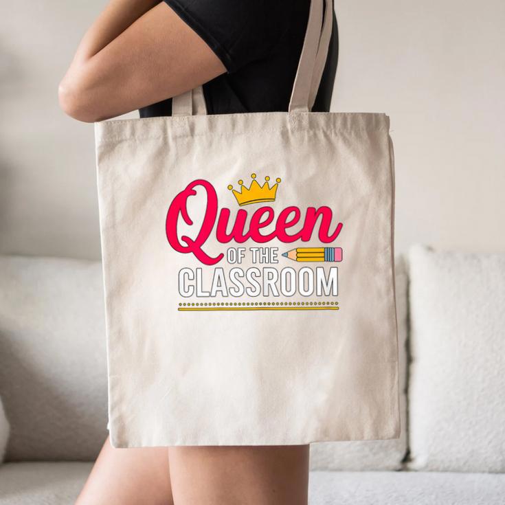 Queen Of The Classroom Teacher Canvas Tote Bag, novelty gifts, funny gifts