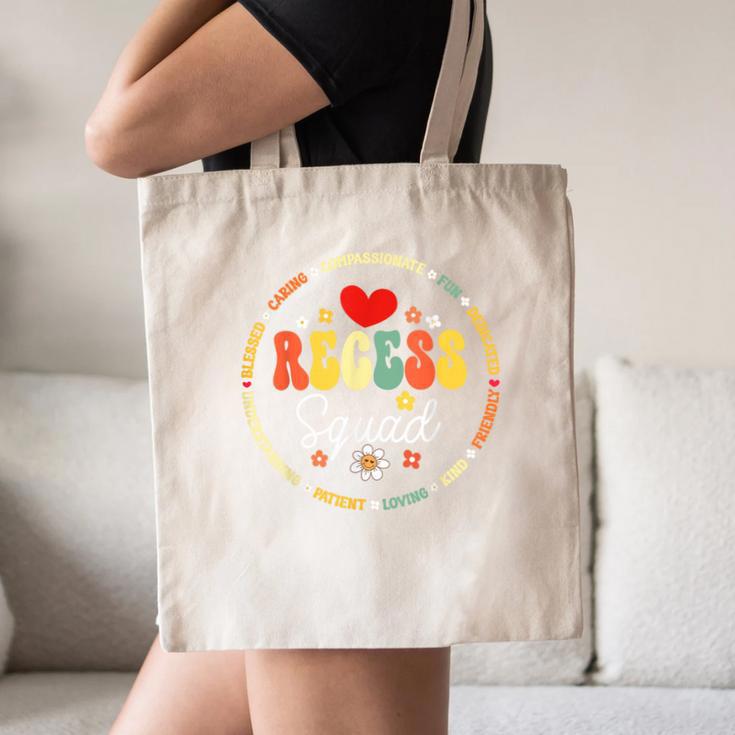 Recess Squad Crew Teachers Students Monitor Back To School Canvas Tote Bag, novelty gifts, funny gifts