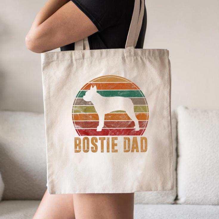 Retro Boston Terrier Dad Dog Owner Pet Bostie Father Canvas Tote Bag, novelty gifts, funny gifts
