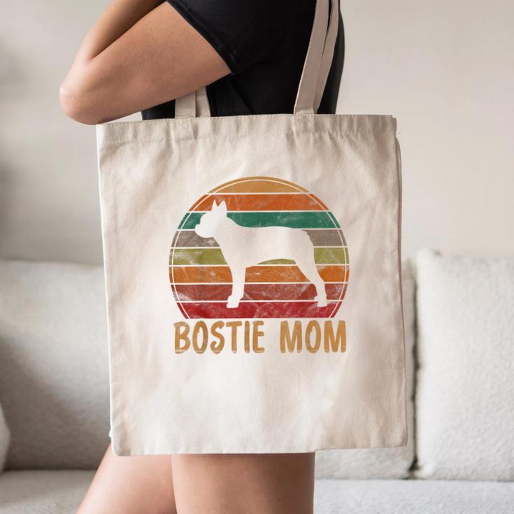 Retro Boston Terrier Mom Dog Mother Pet Bostie Mama Canvas Tote Bag, novelty gifts, funny gifts