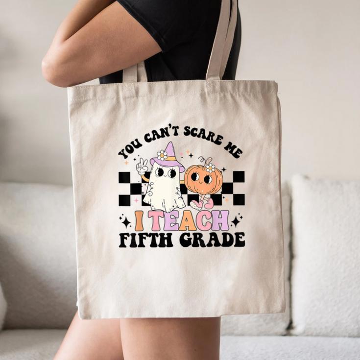 Retro You Can't Scare Me I Teach 5th Grade Teacher Halloween Canvas Tote Bag, novelty gifts, funny gifts