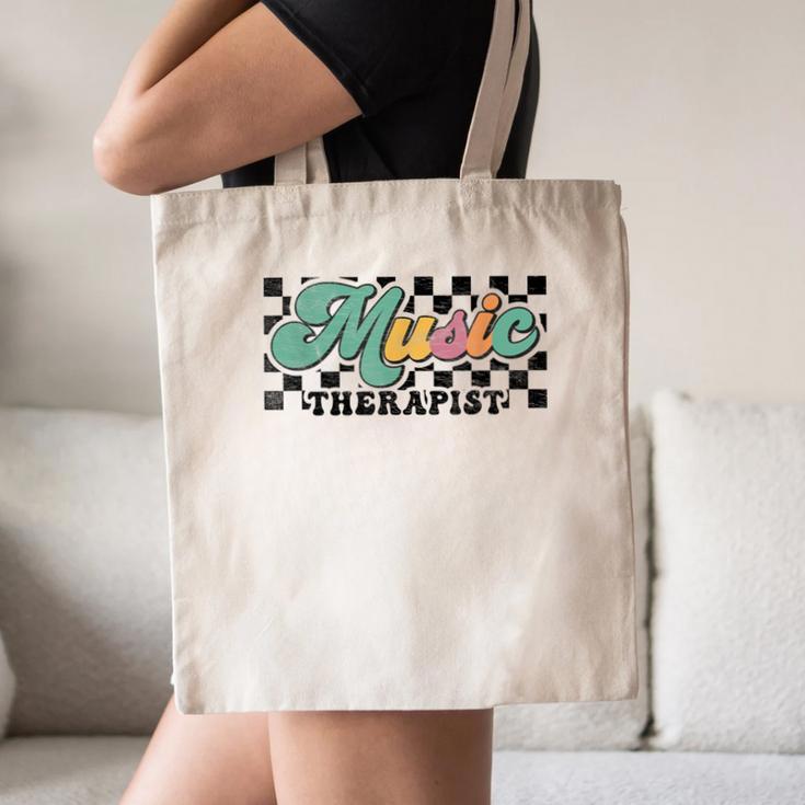 Retro Checkered Music Therapist Squad Music Therapy Teacher For Men Women Canvas Tote Bag, novelty gifts, funny gifts Retro Checkered Music Therapist Squad Music Therapy Teacher For Men Women Canvas Tote Bag, novelty gifts, funny gifts