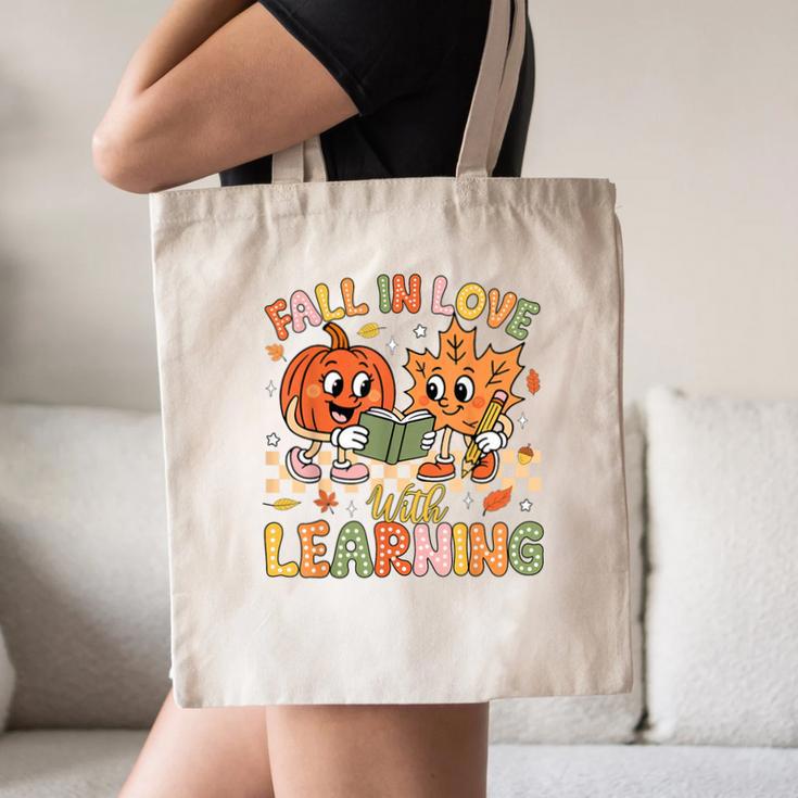 Retro Fall In Love With Learning Autumn Pumpkin Teacher Kids Canvas Tote Bag, novelty gifts, funny gifts Retro Fall In Love With Learning Autumn Pumpkin Teacher Kids Canvas Tote Bag, novelty gifts, funny gifts