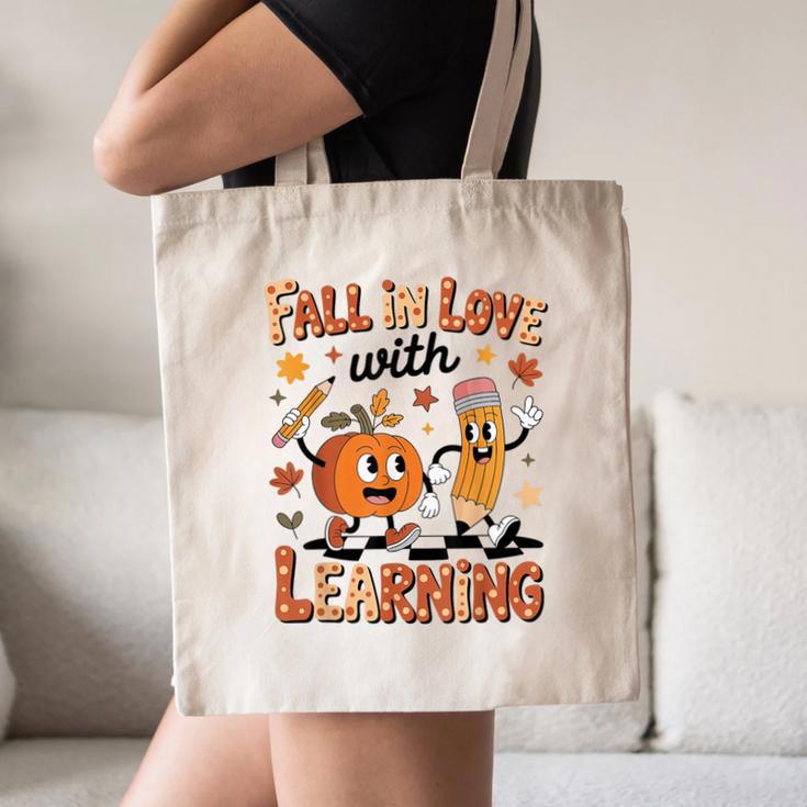 Retro Fall In Love With Learning Autumn Pumpkin Teacher Kids Canvas Tote Bag, novelty gifts, funny gifts Retro Fall In Love With Learning Autumn Pumpkin Teacher Kids Canvas Tote Bag, novelty gifts, funny gifts
