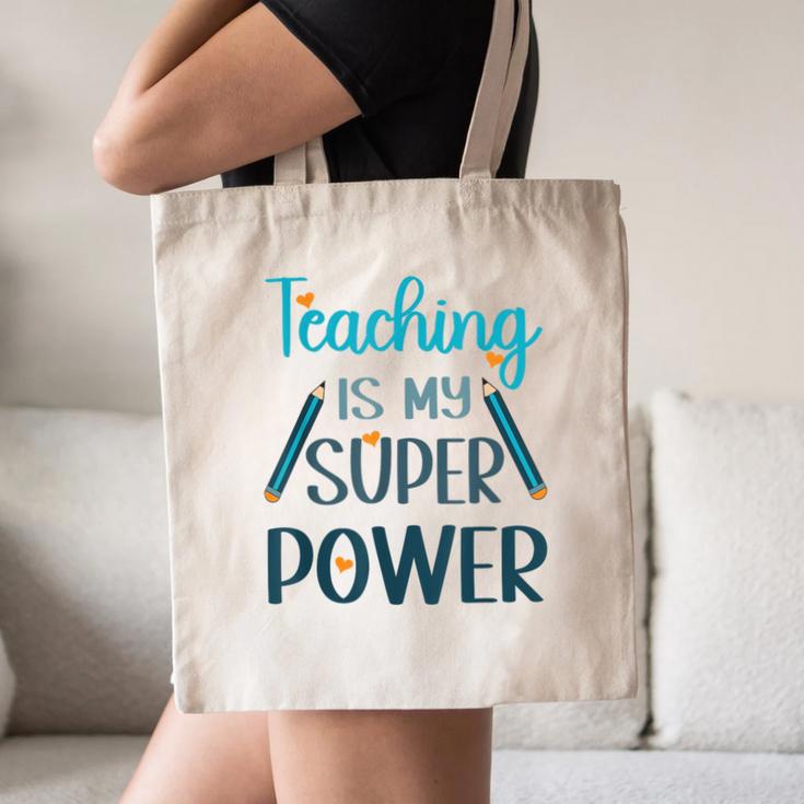 Retro Groovy Teaching Is My Super Power Teacher's Present Men Women Canvas Tote Bag, novelty gifts, funny gifts