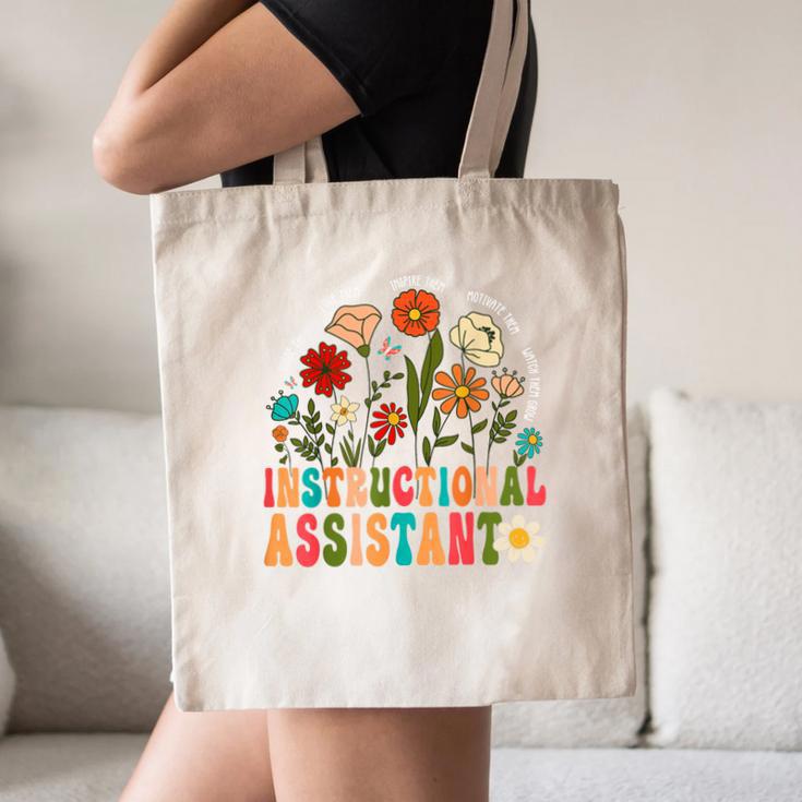 Retro Instructional Assistant Wildflowers Teacher Aide Canvas Tote Bag, novelty gifts, funny gifts Retro Instructional Assistant Wildflowers Teacher Aide Canvas Tote Bag, novelty gifts, funny gifts