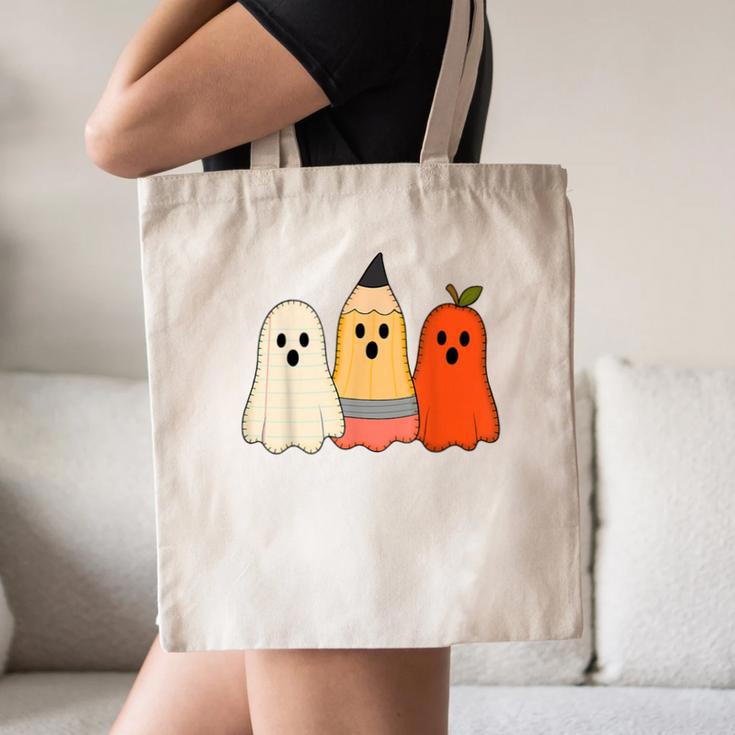 Retro Pencil Ghost Boo Spooky Teacher Halloween Costume Canvas Tote Bag, novelty gifts, funny gifts Retro Pencil Ghost Boo Spooky Teacher Halloween Costume Canvas Tote Bag, novelty gifts, funny gifts
