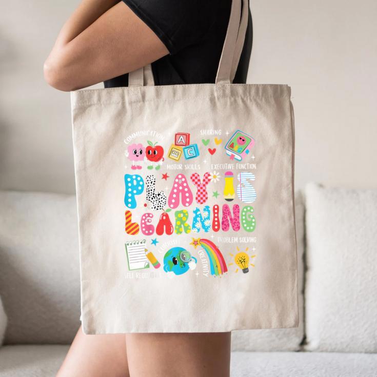 Retro Play Is Learning Kindergarten Teacher Team Women Canvas Tote Bag, novelty gifts, funny gifts